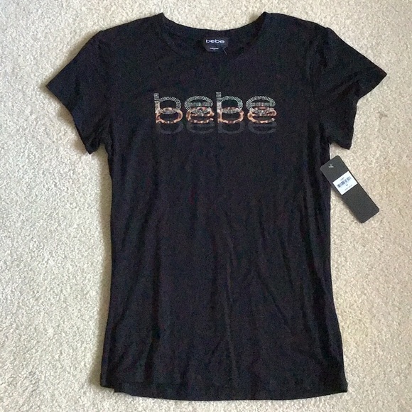 SOLD - Bebe Triple Logo Black Stretchy Tee - NWT - Picture 6 of 9
